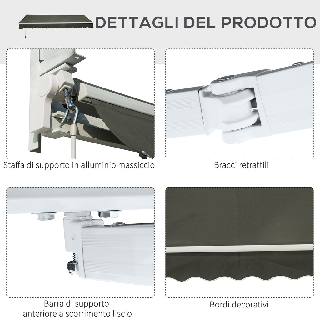 Outdoor Awning with Crank Arms, 350x250 cm, Grey