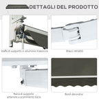 Outdoor Awning with Crank Arms, 350x250 cm, Grey