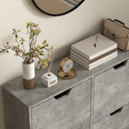 Mobile Shoe Rack with 4 Folding Drawers at 2 Levels for 16 Pairs, in Wood, 95x26x95 cm, Gray