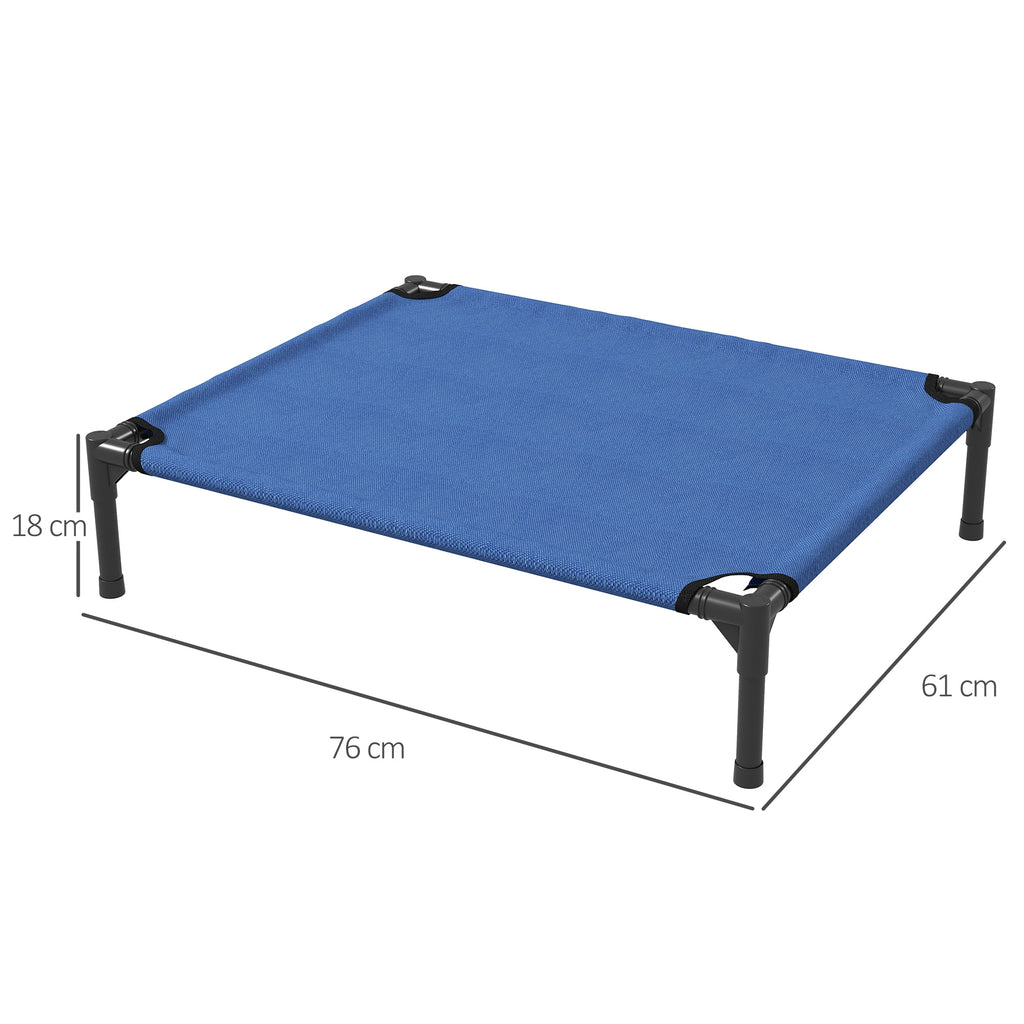 Foldable Raised Dog Bed for Indoor and Outdoor Use in Metal and Oxford Fabric, 76x61x18 cm, Blue