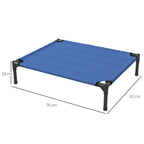 Foldable Raised Dog Bed for Indoor and Outdoor Use in Metal and Oxford Fabric, 76x61x18 cm, Blue