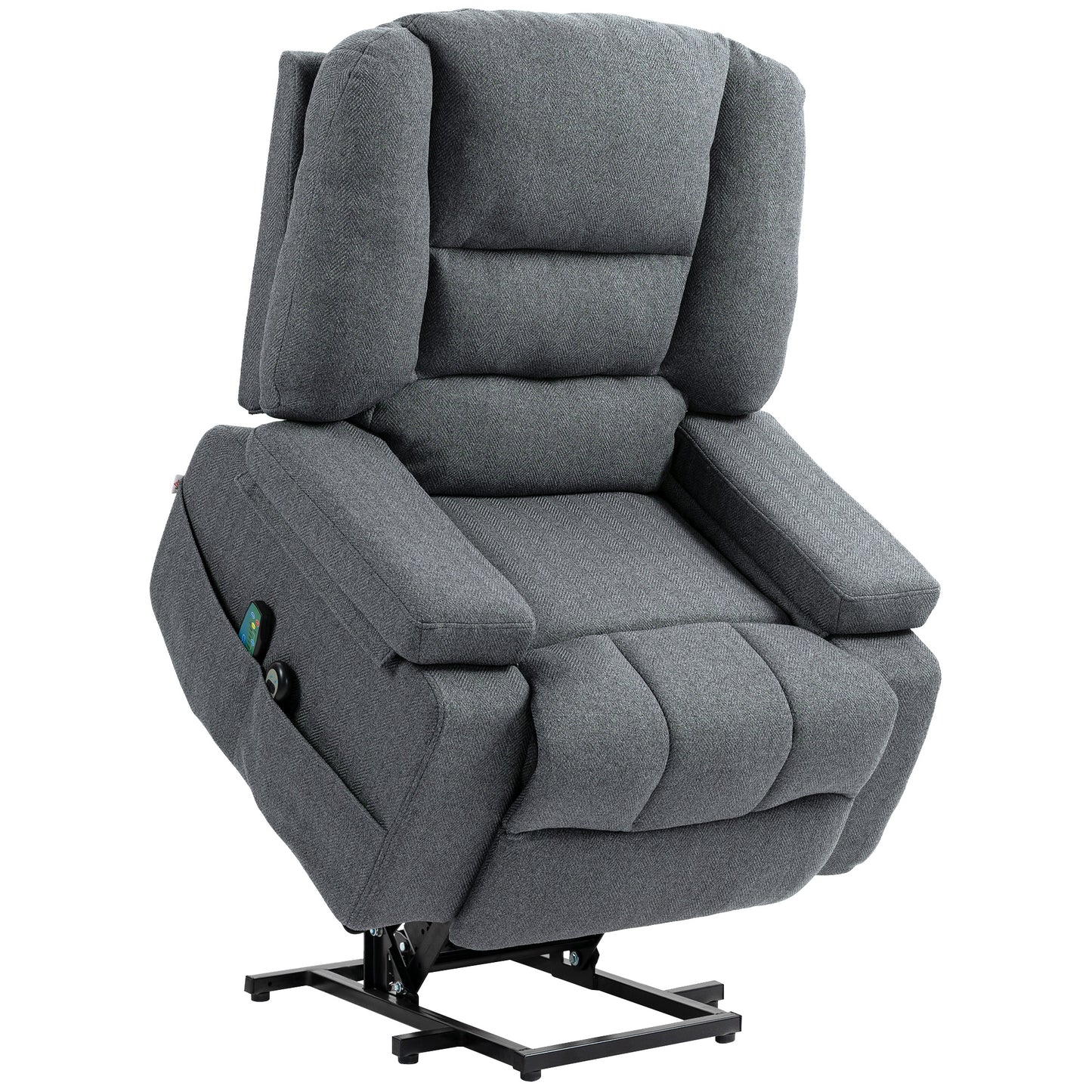 Lift Reclining Chair with 8 Massage Points, in Linen Effect Fabric, 97x90x102 cm, Grey