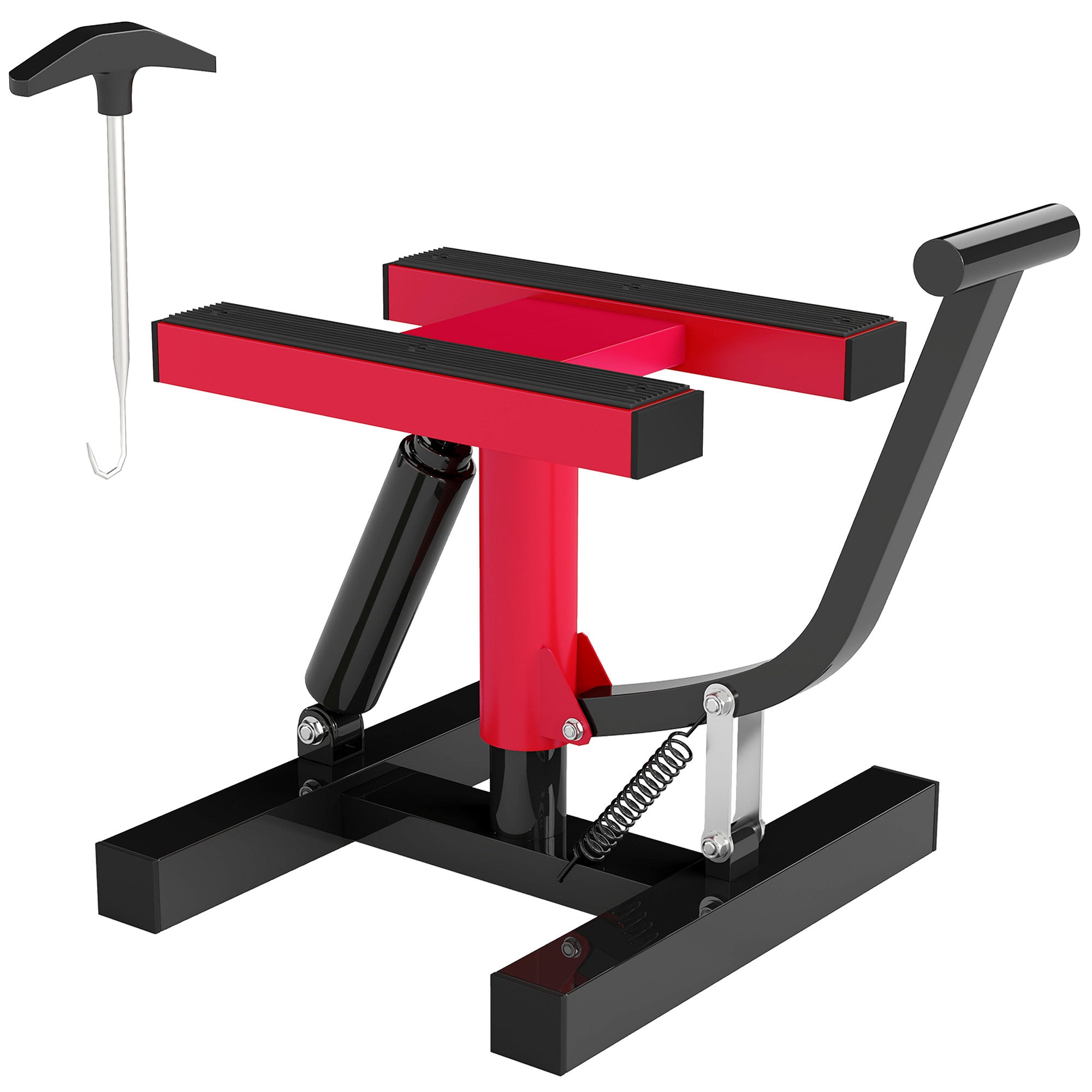 Steel Motorcycle Stand, 150kg Capacity, Adjustable Height and Non-Slip Surface, Red