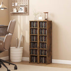 HOMCOM Set of 2 CD Racks with Adjustable Shelves for 204 CDs, Wooden, 21x22.5x88.5 cm, Rustic Brown