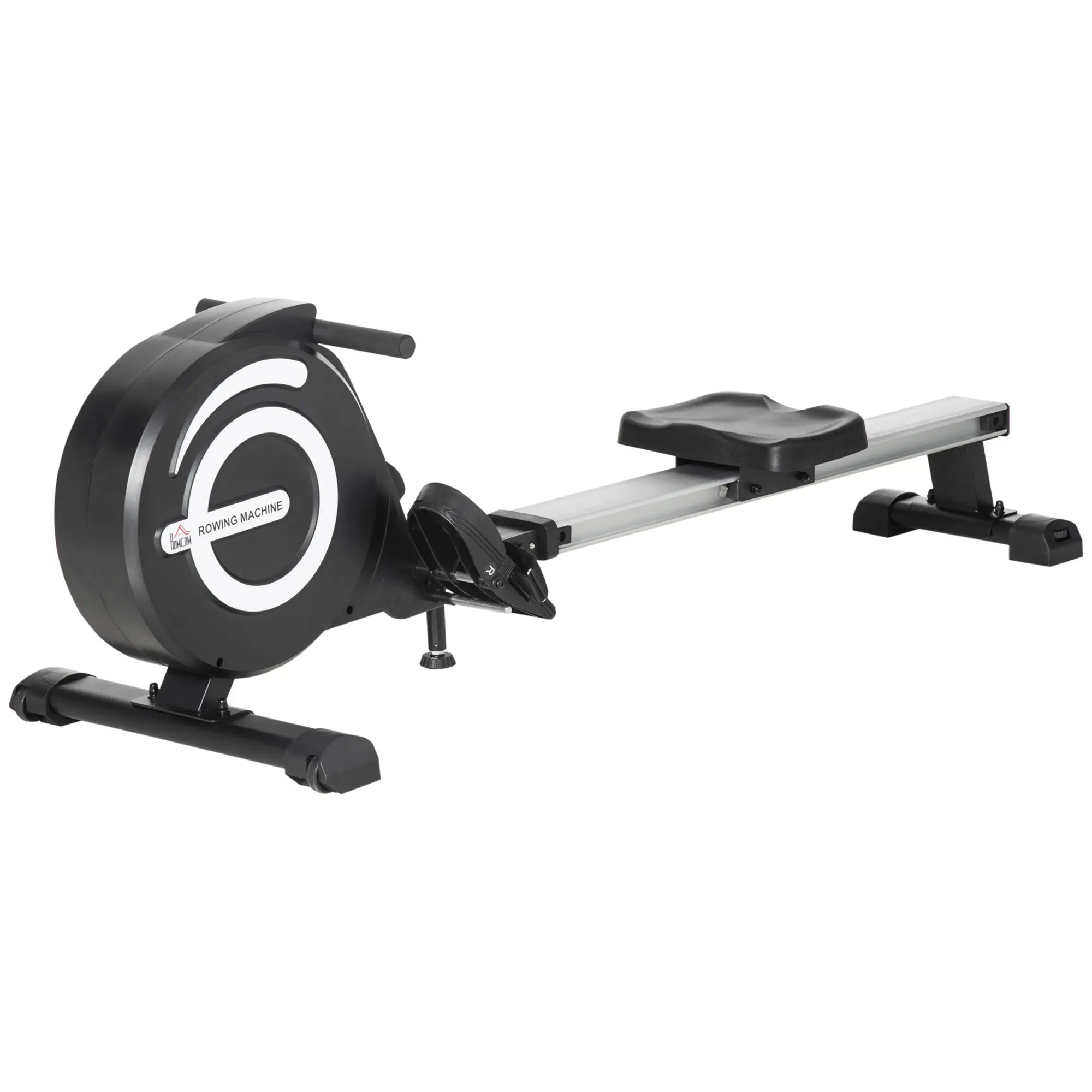 Folding Magnetic Rowing Machine for Home Training, 8-Level Adjustable Flywheel and LCD Monitor, 185x58x57cm, Black - Borge' Group Limited