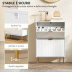 Slim Shoe Rack for 12 Pairs of Shoes with 2 Drop-Down Drawers and Adjustable Shelves, 60x24x91.5 cm, White