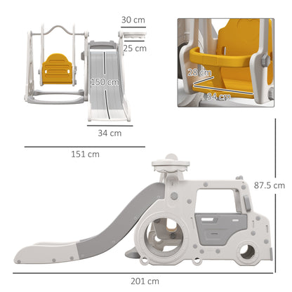 Aiyaplay Set slide for children 18-48 months with swing, cars and basket, 201x151x87.5cm, white - Borgè