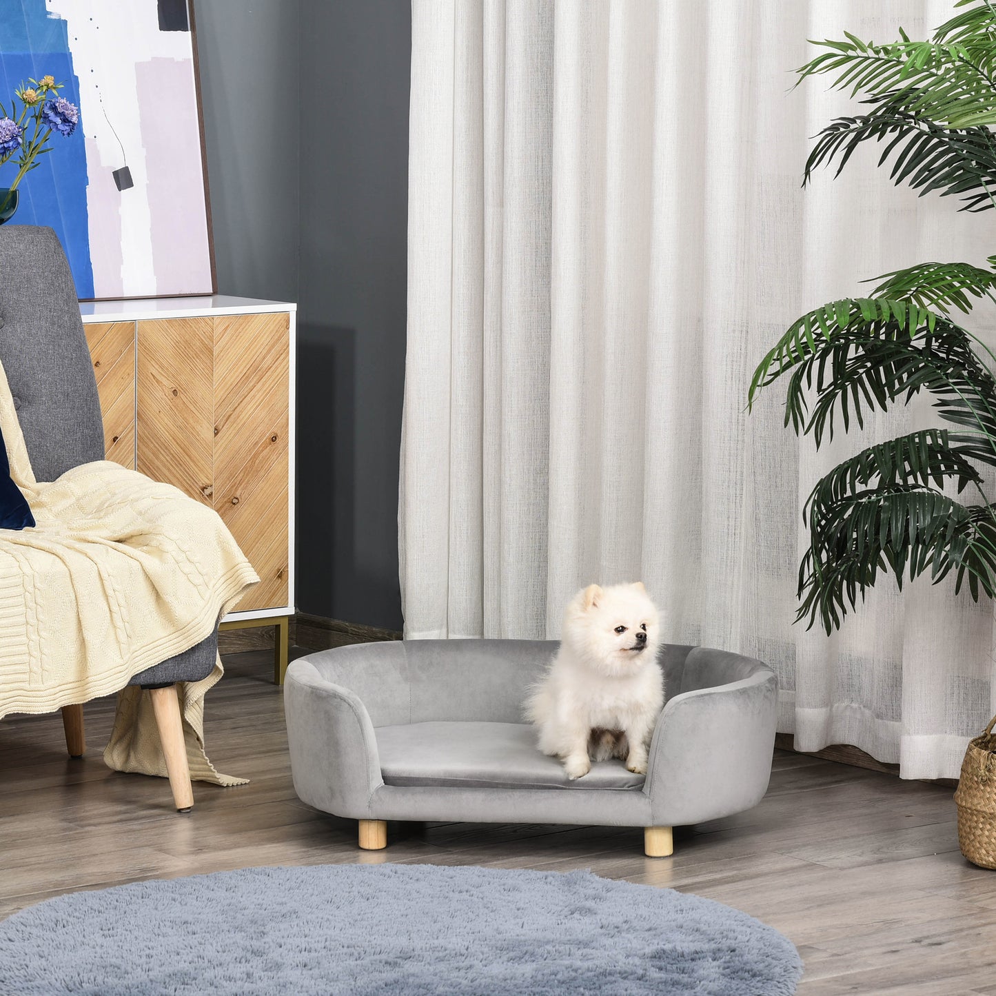 Indoor Sofa for Small Dogs and Cats, Light Grey