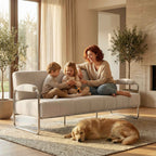 HOMCOM 3-Seater Modern Sofa Upholstered in Beige Chenille, Made of Steel, Sponge and Plywood, 174x75x76 cm