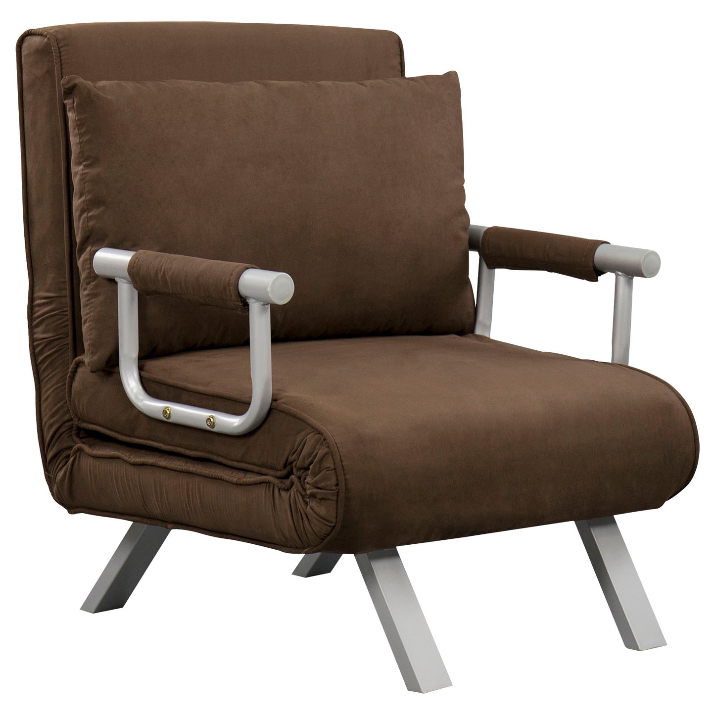 Modern 2-in-1 Armchair Bed with 5-Position Reclining Backrest and Cushion, 65x69x80cm, Brown