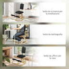 Rocking Kneeling Chair in Linen-Effect Fabric and Birch Wood, 51x84x93 cm, Black