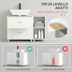 HOMCOM Bathroom Vanity Unit with 2 Drawers and Open Shelves, Wooden, 90x30x60 cm, White