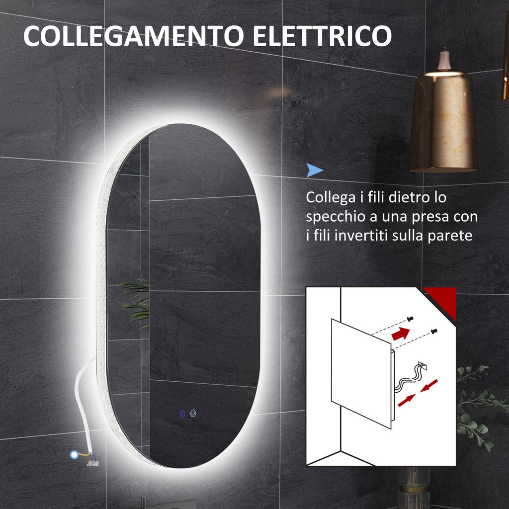 Anti-Fog LED Bathroom Mirror with Adjustable Brightness, Glass and Aluminum, 81x51x4.5 cm