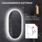 Anti-Fog LED Bathroom Mirror with Adjustable Brightness, Glass and Aluminum, 81x51x4.5 cm