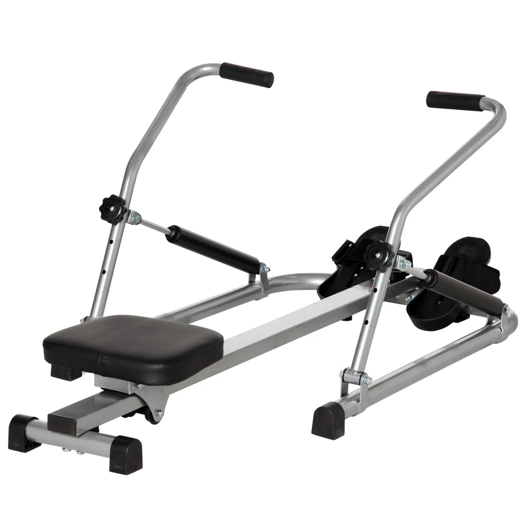 Folding Rowing Machine, 4 Resistance Levels and Display, Steel and ABS, 129x70x70 cm - Borge' Group Limited
