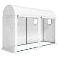 Outsunny Garden Tunnel Greenhouse for Plants and Vegetables, Balcony Greenhouse with 2 Roller Doors and 4 Windows, 3x1x2m
