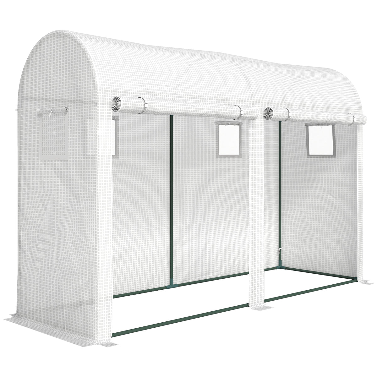Outsunny Garden Tunnel Greenhouse for Plants and Vegetables, Balcony Greenhouse with 2 Roller Doors and 4 Windows, 3x1x2m