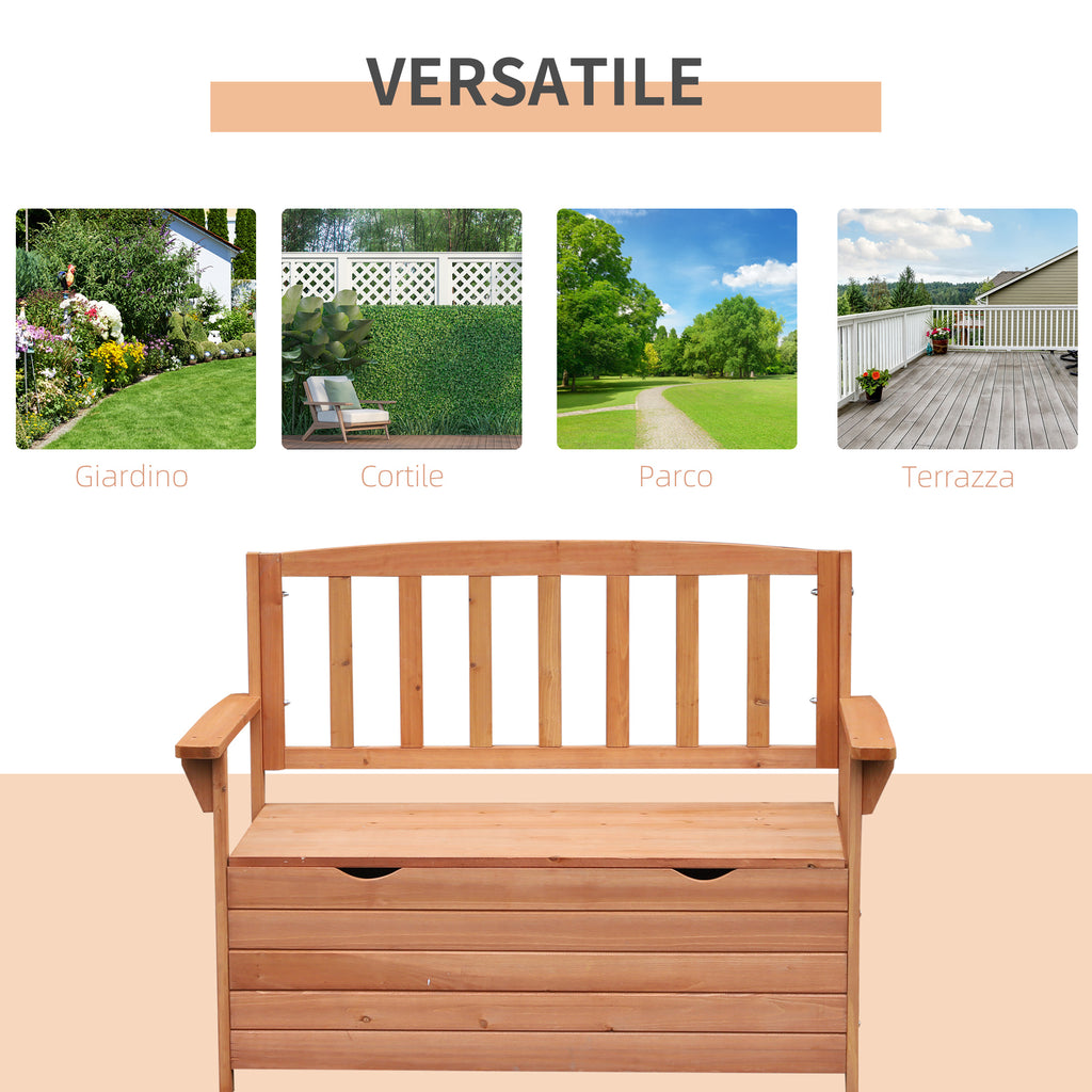 2 Seater Garden Bench with Storage Compartment Wood 112x58x84cm