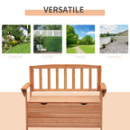 2 Seater Garden Bench with Storage Compartment Wood 112x58x84cm