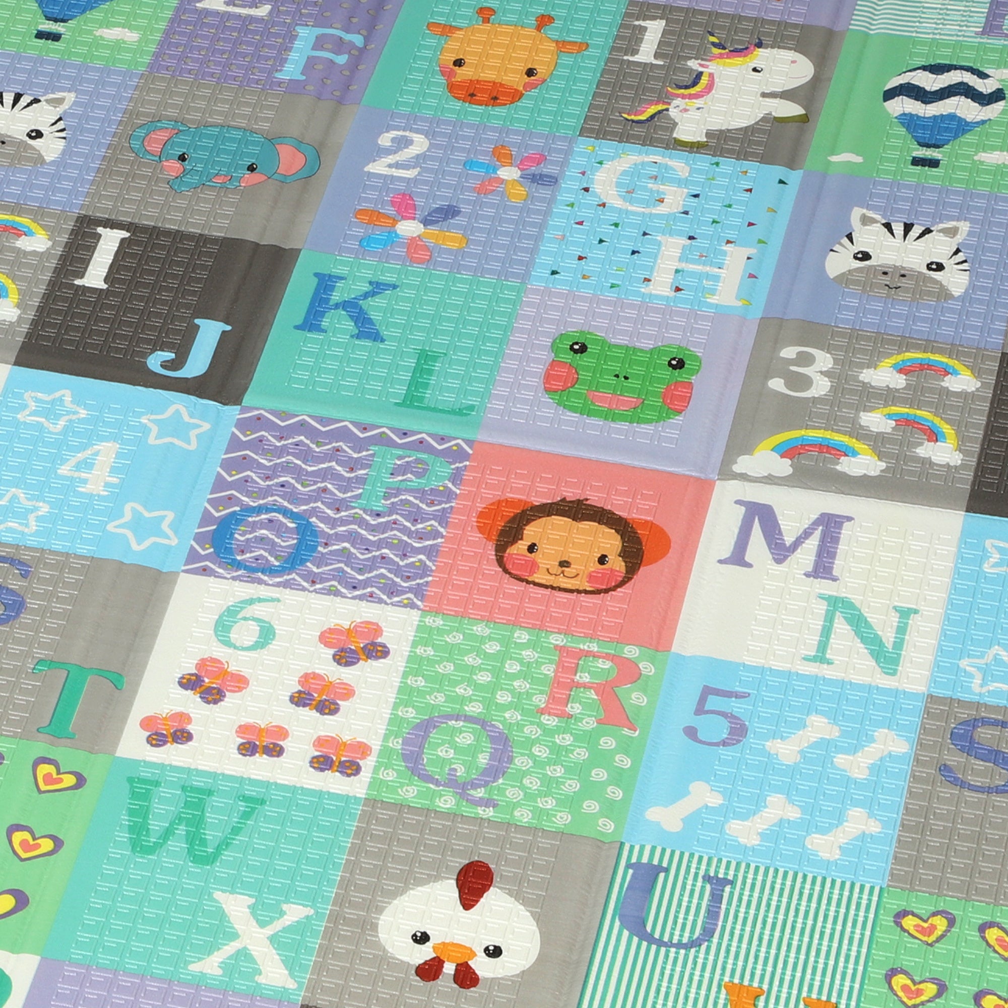 Children's Rug 0-3 Years Old with Numbers and Letters and Waterproof Surface, in Multicolored XPE, 176.5x148x1 cm