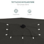 Rectangular Garden Umbrella 2x3 m Tiltable with Crank Opening, Gray - Borgè