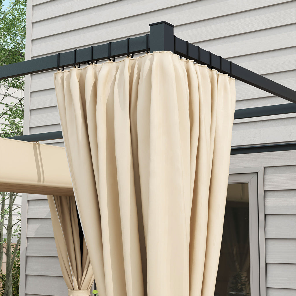 Outsunny garden pergola with retractable roof and curtains, metal and polyester, 300x300x227 cm, beige - Borgè