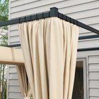 Outsunny garden pergola with retractable roof and curtains, metal and polyester, 300x300x227 cm, beige - Borgè