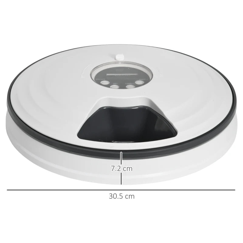 Automatic Food Dispenser for Dogs and Cats, 6 Meals Bowls with Timer and LED Display Battery Operated, Food Dispenser for Small Animals with Music - Borge' Group Limited