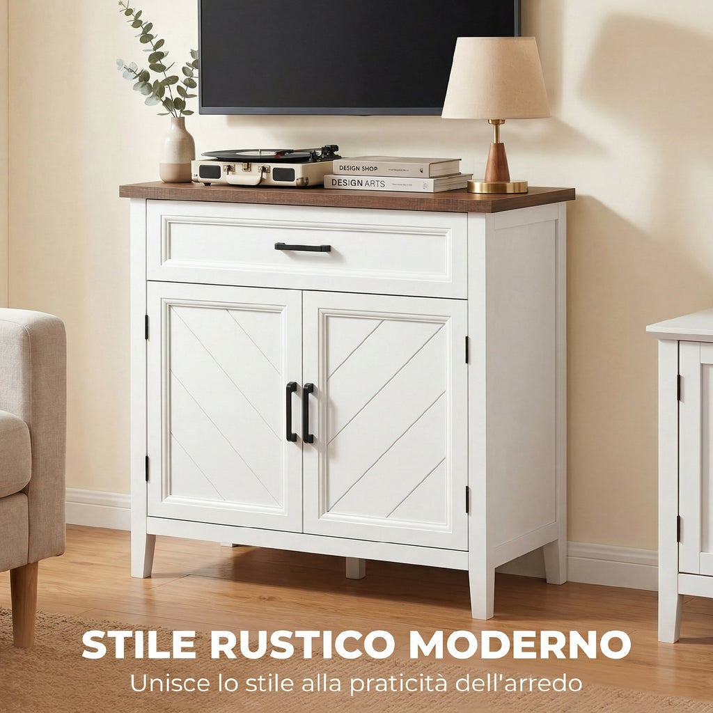 HOMCOM Modern Rustic Sideboard with Adjustable Shelf, Storage Space and 2 Doors.