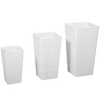 Outsunny Set of 3 Stackable Outdoor Planters with Wavy Pattern in Plastic, 42/55/65 cm, White