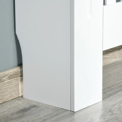 White Wooden Radiator Cover for Radiators and Heaters, with Vertical Slats and Support Surface, 78x19x81cm