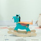 Donkey Rocking Horse for Children with Wide Base, Wooden, 59x27x43 cm, Dark Green and Orange