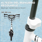 Kids Scooter for 5-12 Years Old with Brake, Kickstand and Adjustable Handlebar, 129x52x80-88 cm, White and Black