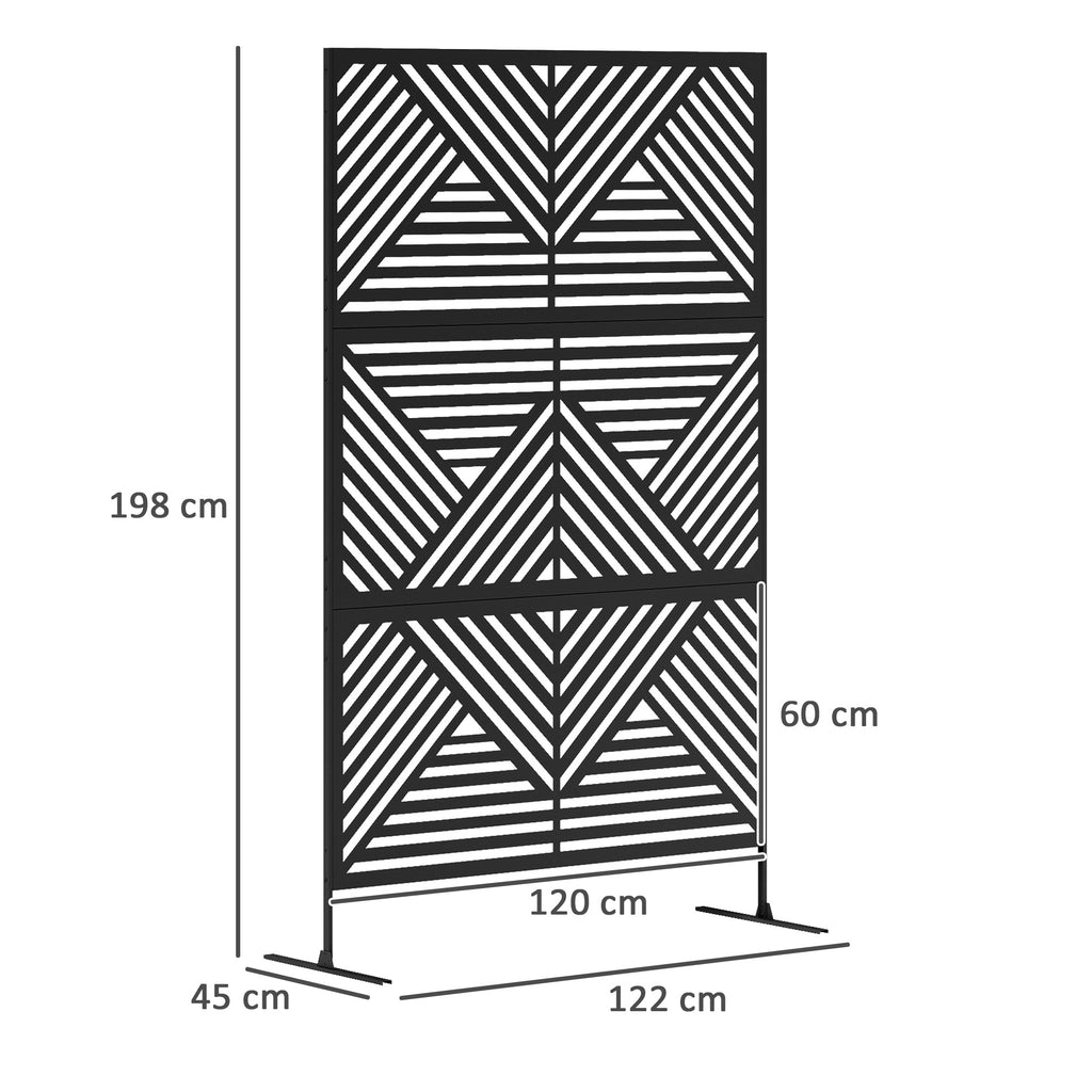 Decorative Outdoor Divider and Trellis for Climbing Plants, 122x45x198 cm, Black
