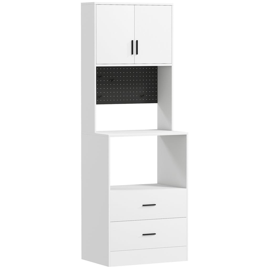 HOMCOM Microwave Cabinet with Adjustable Shelf, 2 Drawers, White