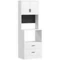 HOMCOM Microwave Cabinet with Adjustable Shelf, 2 Drawers, White