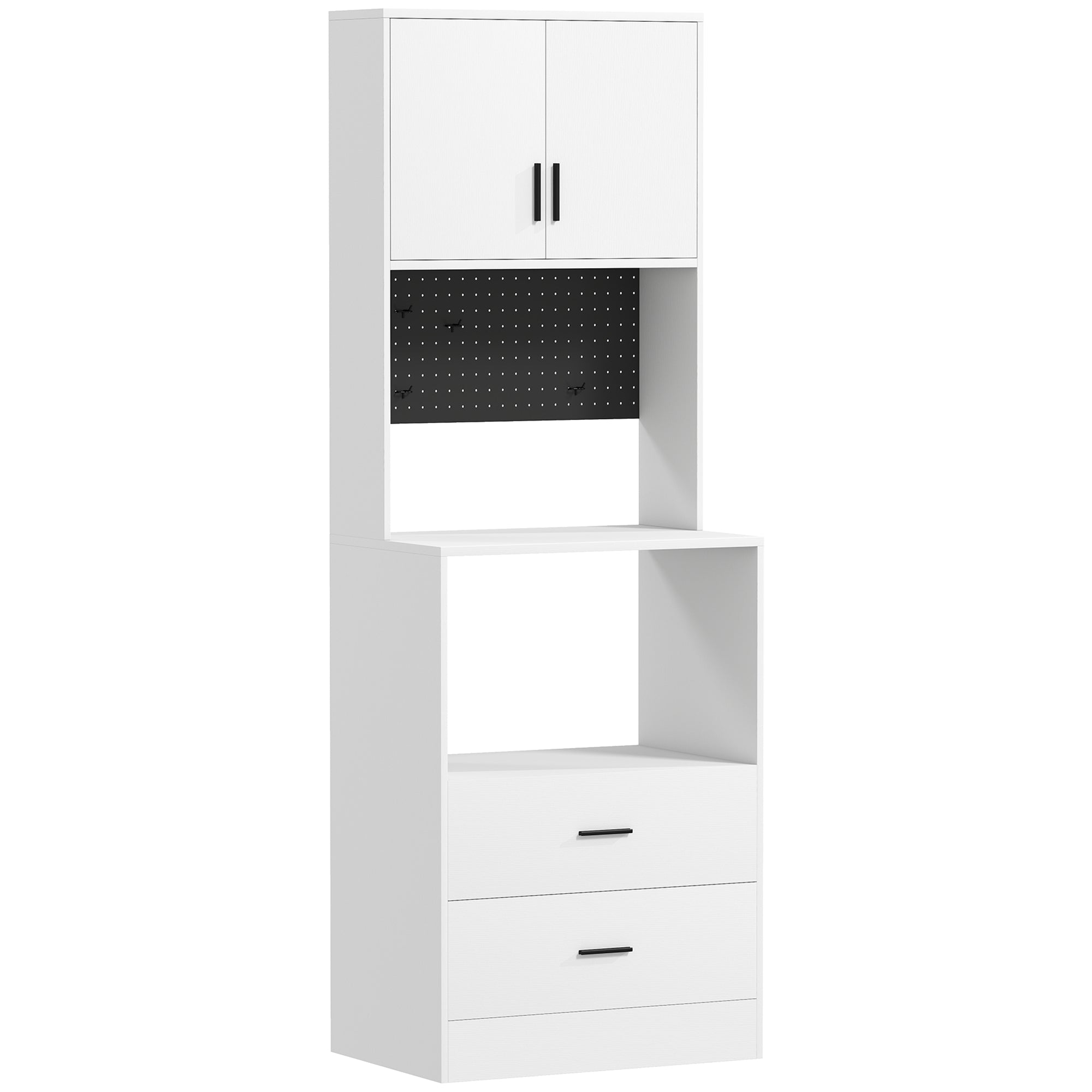 HOMCOM Microwave Cabinet with Adjustable Shelf, 2 Drawers, White