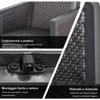 Garden Lounge Set with Outdoor Sofa and Coffee Table, Synthetic Rattan Garden Furniture, 4-Piece Set, Grey