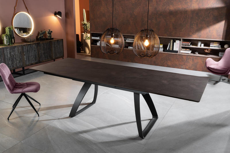 BENJAMIN | Extendable Kitchen Dining Table in Dark Wooden Top - Borgè