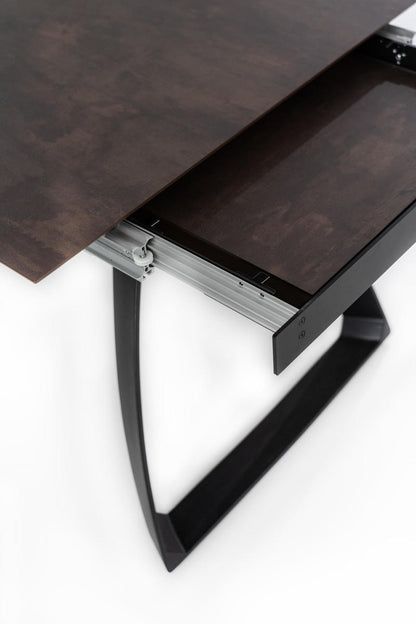 BENJAMIN | Extendable Kitchen Dining Table in Dark Wooden Top - Borgè