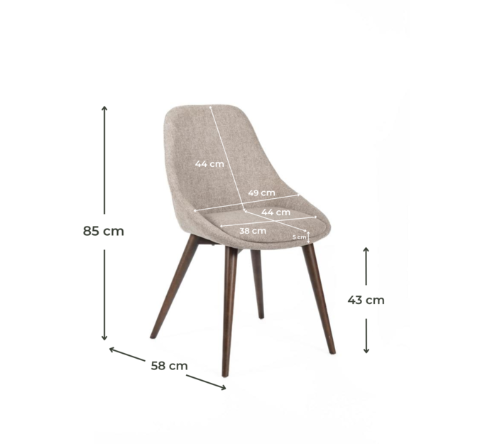 LIZA | Light Brown Fabric Dining Chair - Borgè