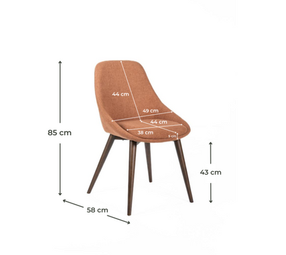 LIZA | Rust Brown Fabric Dining Chair - Borgè