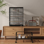 PawHut Bird Cage with Play Area, Wheels, Removable Tray and Shelf, 64x45x110 cm, Black