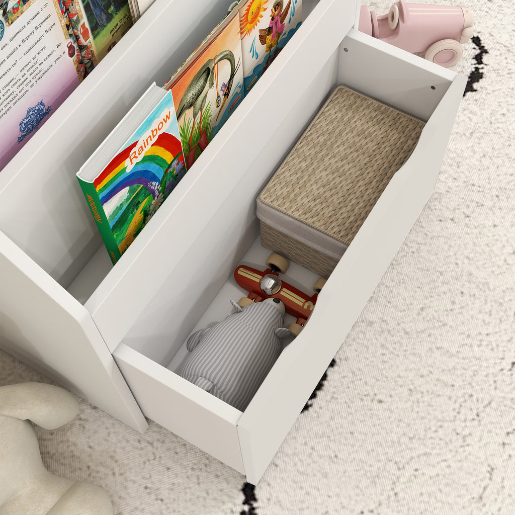 Children's Bookcase for 3-8 Years Old, 3-Tier, with Lower Drawer, MDF, 62.5x30x70 cm, White