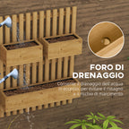 Vertical Slatted Planter with 3 Removable Pots, in Fir Wood, 60x16x80 cm, Burnt Brown