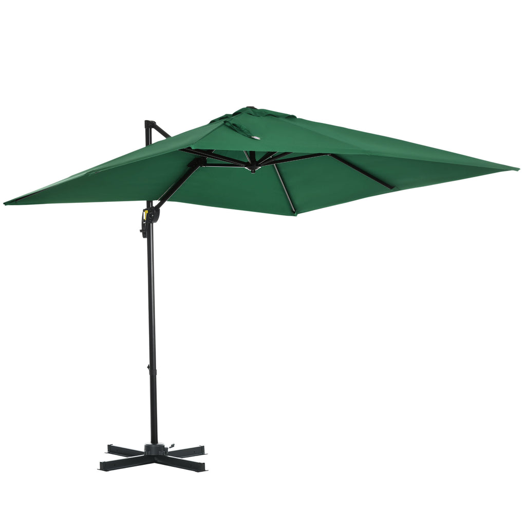 2.5x2.5m Hand Crank Garden Umbrella with 360° Rotation and Adjustable Parasol, Green