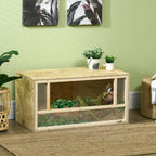 Wooden Reptile Terrarium with Sliding Glass Doors and Mesh Panels, 40x80x40 cm