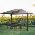 3.6x3m Garden Gazebo with Opening Polycarbonate Roof and Aluminum Frame