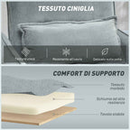 HOMCOM 3-in-1 Reclining Sofa Bed with Cushion, Chenille Upholstery, 88x84x87 cm, Grey