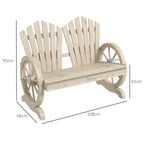 Outsunny Country Style Wooden Garden Bench with Wheel Armrests, 108x66x95cm, Natural Wood